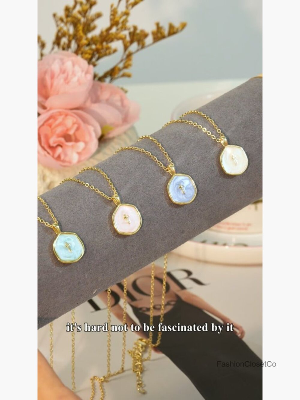 Dainty 14k Gold Plated Cross Pendant Necklace Cubic Zirconia - Picture 7 of 7